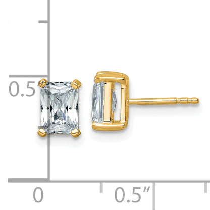 14k Yellow Gold 2 ctw Certified Lab Grown Diamond VS/SI+ G+ Radiant 4 Prong Heavy Wt. Stud Earrings