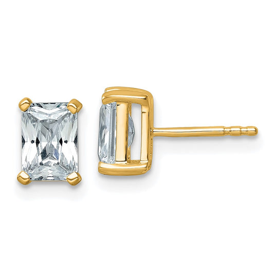 14K Yellow Gold 2 Ctw Lab Grown Diamond Vs+ F+ Radiant 4 Prong Heavy Wt. Stud Earrings