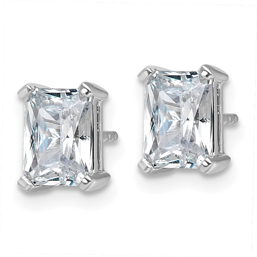 14K White Gold 3 Ctw Lab Grown Diamond Vs+ F+ Radiant 4 Prong Heavy Wt. Stud Earrings