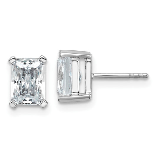 14K White Gold 3 Ctw Lab Grown Diamond Vs+ F+ Radiant 4 Prong Heavy Wt. Stud Earrings