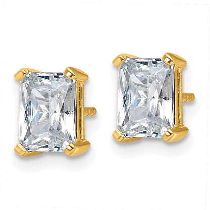 14K Yellow Gold 3 Ctw Certified Lab Grown Diamond Vs+ F+ Radiant 4 Prong Heavy Wt. Stud Earrings