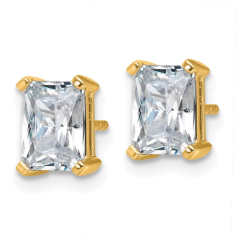 14k Yellow Gold 3 ctw Lab Grown Diamond VS/SI+ G+ Radiant 4 Prong Heavy Wt. Stud Earrings