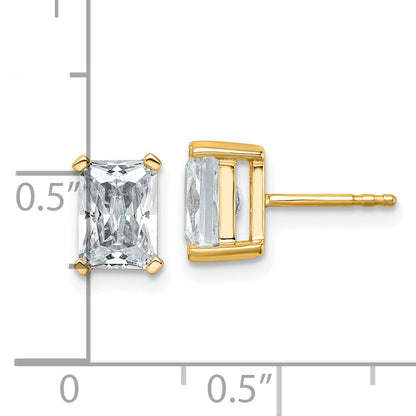 14K Yellow Gold 3 Ctw Certified Lab Grown Diamond Vs+ F+ Radiant 4 Prong Heavy Wt. Stud Earrings