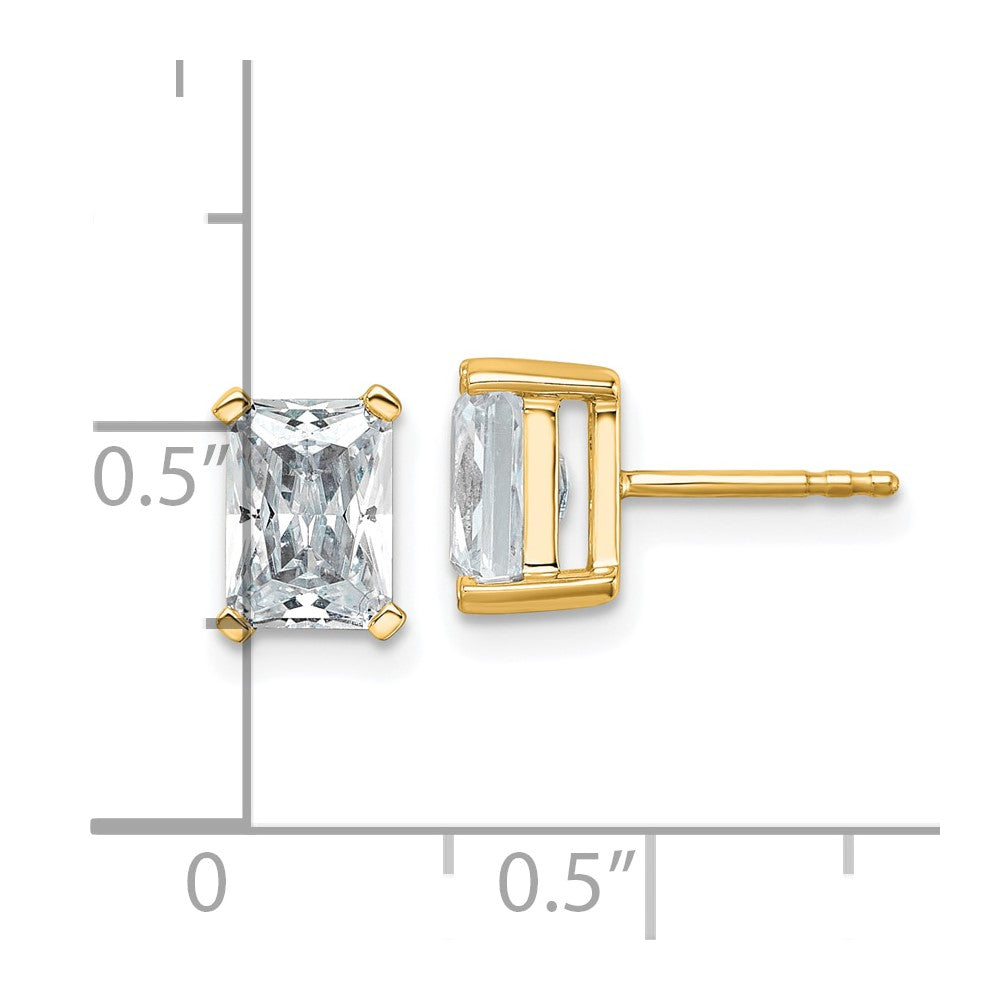 14k Yellow Gold 3 Ct. Lab Grown Diamond VS/SI+ G+ Radiant Complete Solitare Stud Post Earrings
