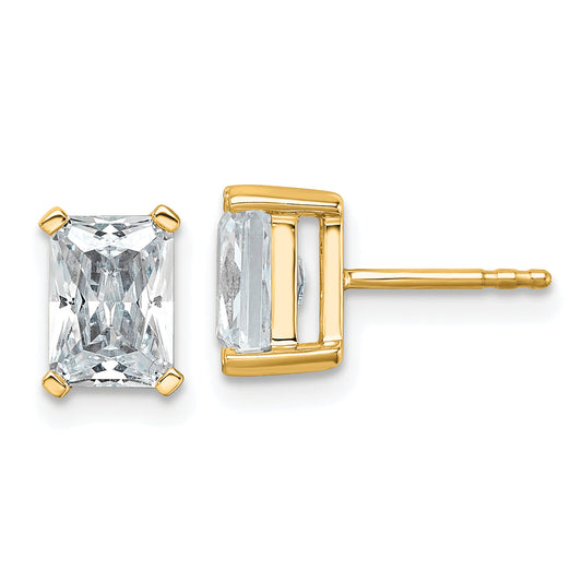 14K Yellow Gold 3 Ctw Certified Lab Grown Diamond Vs+ F+ Radiant 4 Prong Heavy Wt. Stud Earrings
