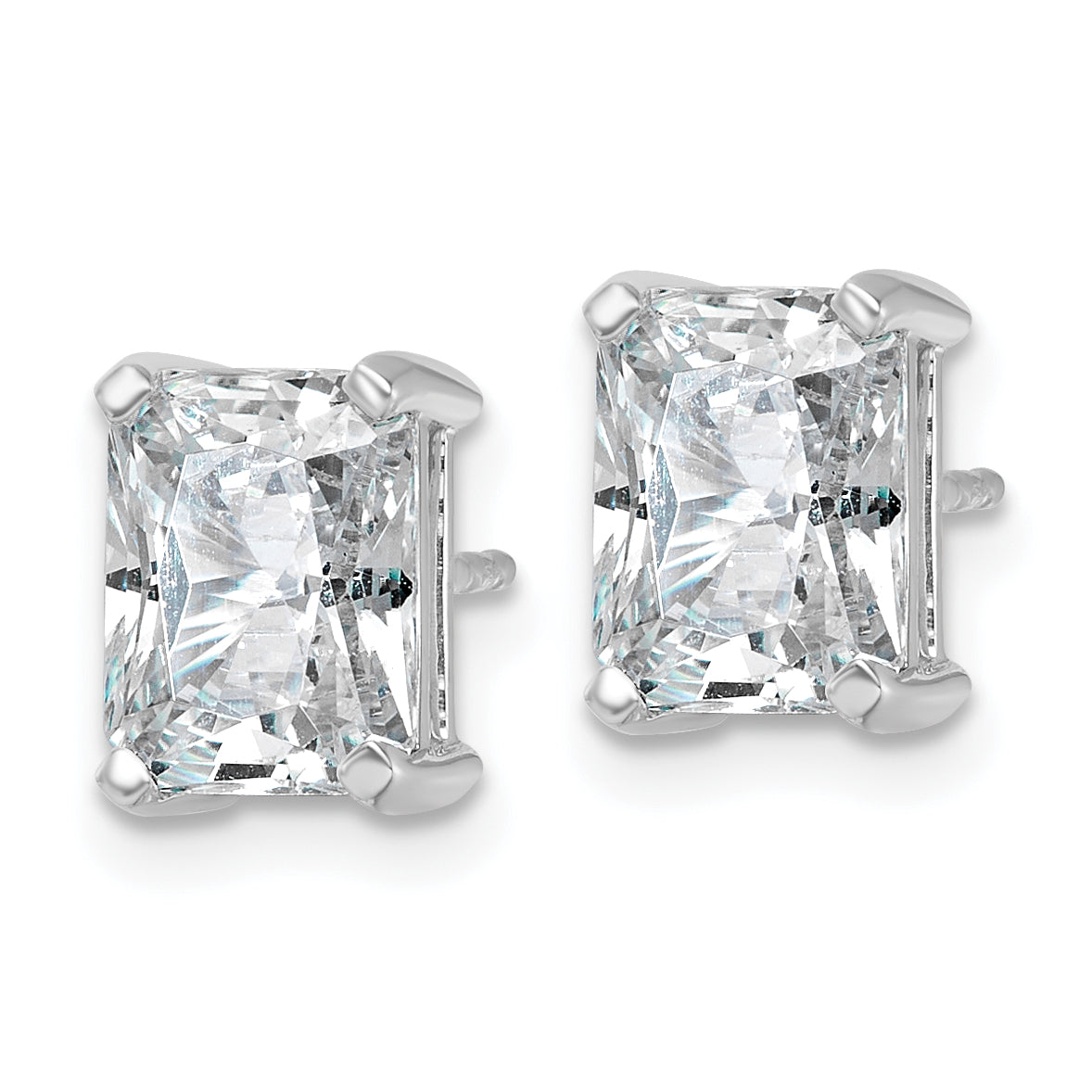 14K White Gold 4 Ctw Certified Lab Grown Diamond Vs+ F+ Radiant Prong Heavy Wt. Stud Earrings