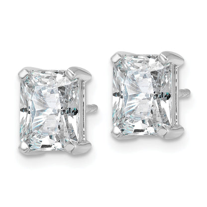 14K White Gold 4 Ctw Certified Lab Grown Diamond Vs+ F+ Radiant Prong Heavy Wt. Stud Earrings