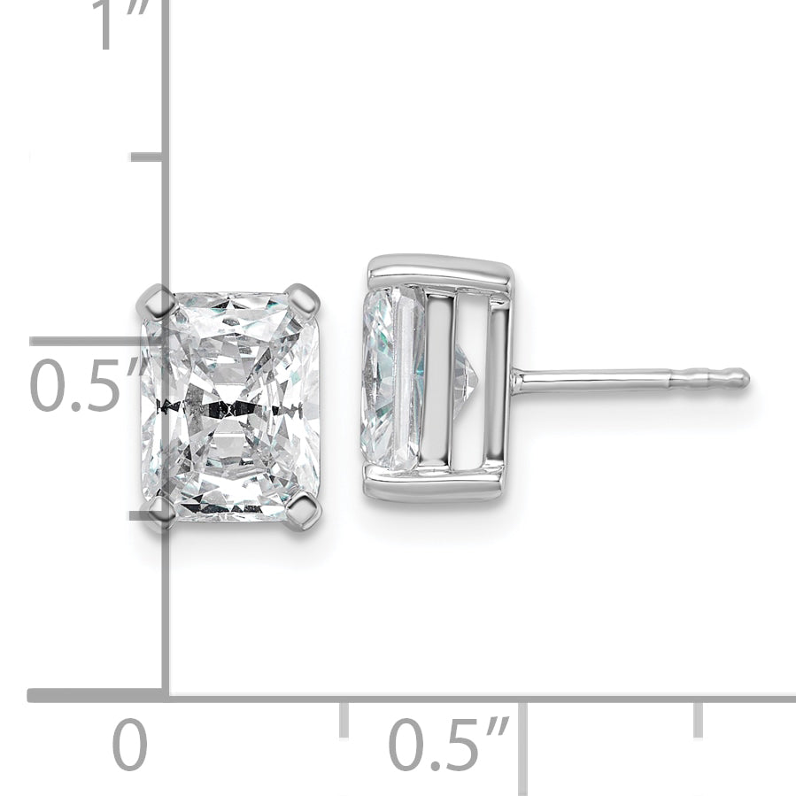 14K White Gold 4 Ctw Certified Lab Grown Diamond Vs+ F+ Radiant Prong Heavy Wt. Stud Earrings