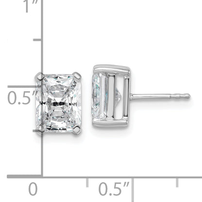 14K White Gold 4 Ctw Certified Lab Grown Diamond Vs+ F+ Radiant Prong Heavy Wt. Stud Earrings