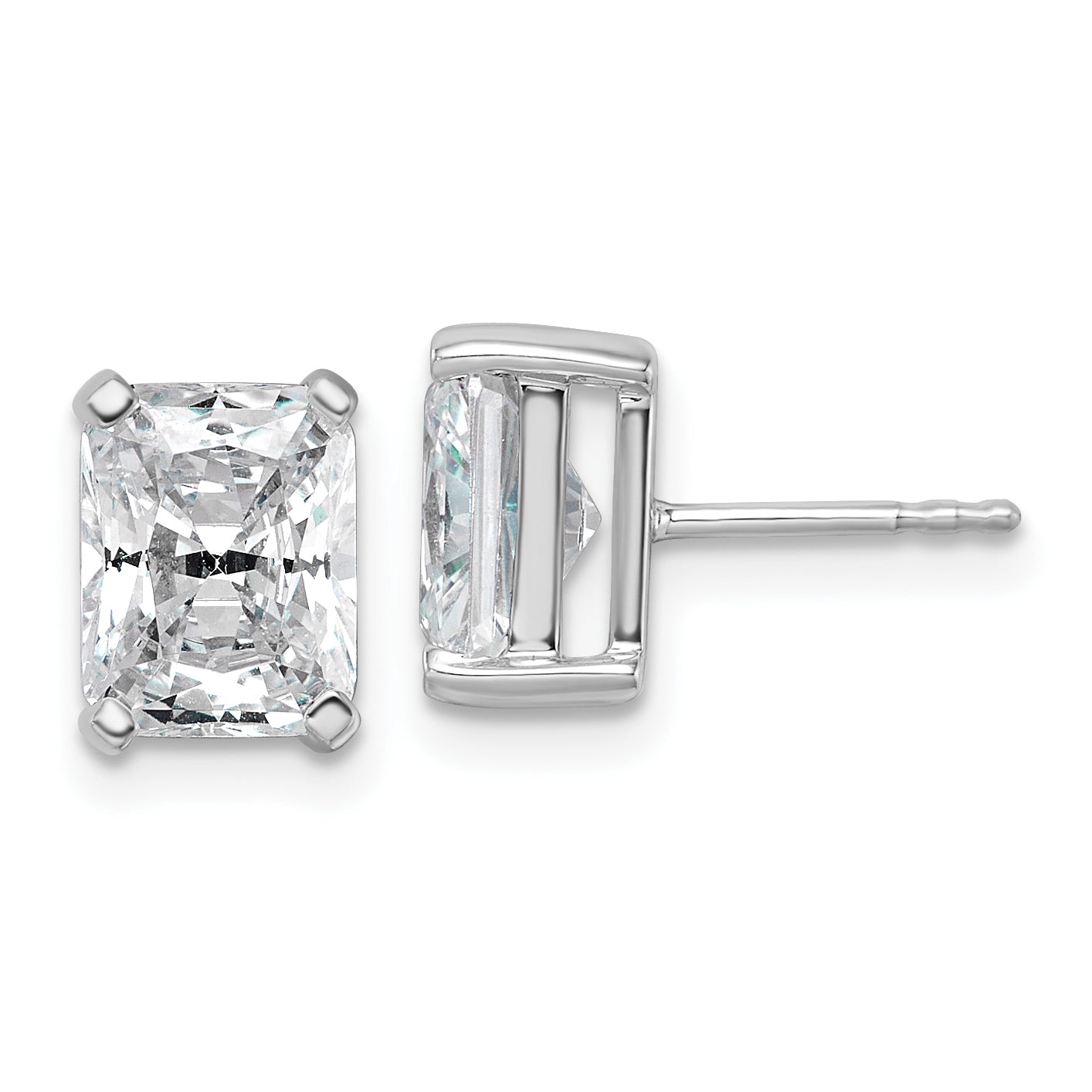 14K White Gold 4 Ctw Certified Lab Grown Diamond Vs+ F+ Radiant Prong Heavy Wt. Stud Earrings