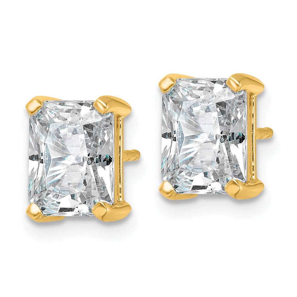14K Yellow Gold 4 Ctw Certified Lab Grown Diamond Vs+ F+ Radiant Prong Heavy Wt. Stud Earrings