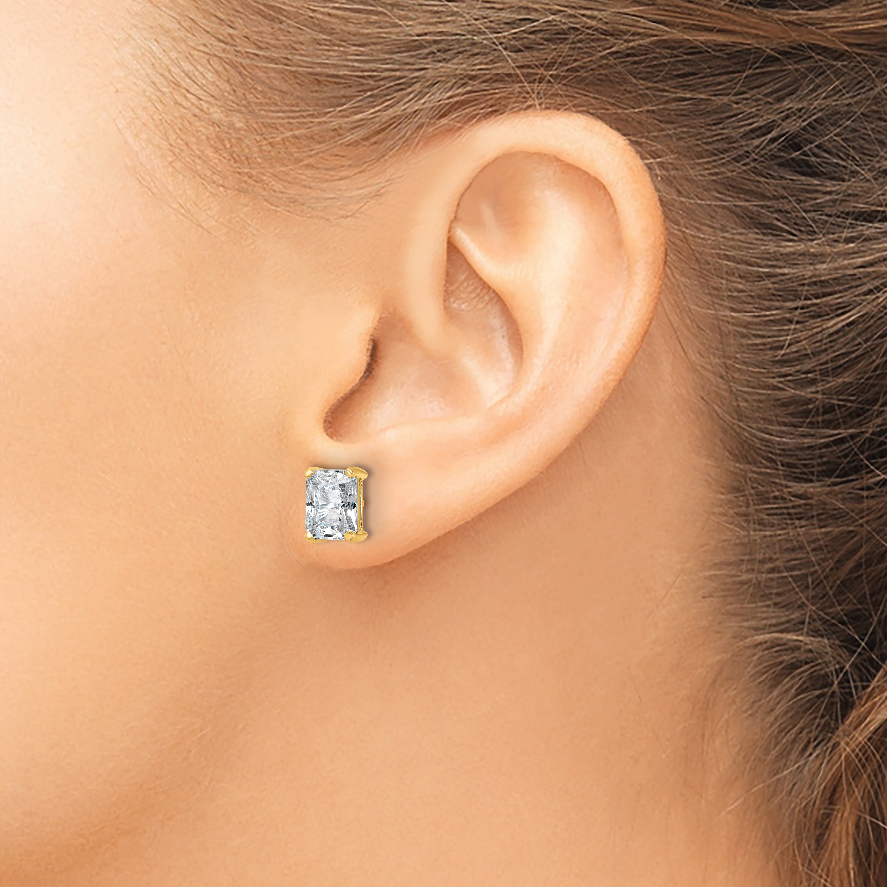 14k Yellow Gold 4 ctw Certified Lab Grown Diamond VS/SI+ G+ Radiant 4 Prong Heavy Wt. Stud Earrings