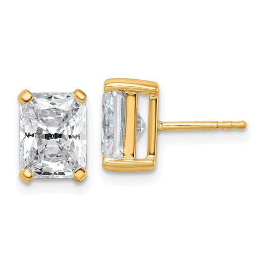 14K Yellow Gold 4 Ctw Certified Lab Grown Diamond Vs+ F+ Radiant Prong Heavy Wt. Stud Earrings