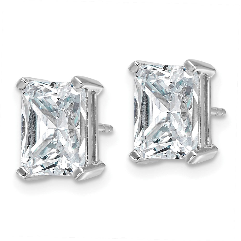 14K White Gold 5 Ctw Lab Grown Diamond Vs+ F+ Radiant 4 Prong Heavy Wt. Stud Earrings