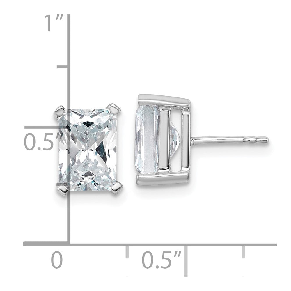 14K White Gold 5 Ctw Lab Grown Diamond Vs+ F+ Radiant 4 Prong Heavy Wt. Stud Earrings