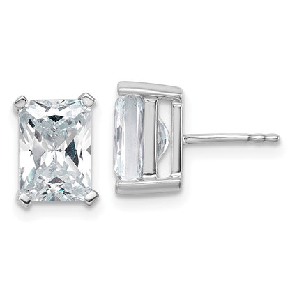 14K White Gold 5 Ctw Lab Grown Diamond Vs+ F+ Radiant 4 Prong Heavy Wt. Stud Earrings