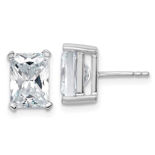14K White Gold 5 Ctw Lab Grown Diamond Vs+ F+ Radiant 4 Prong Heavy Wt. Stud Earrings