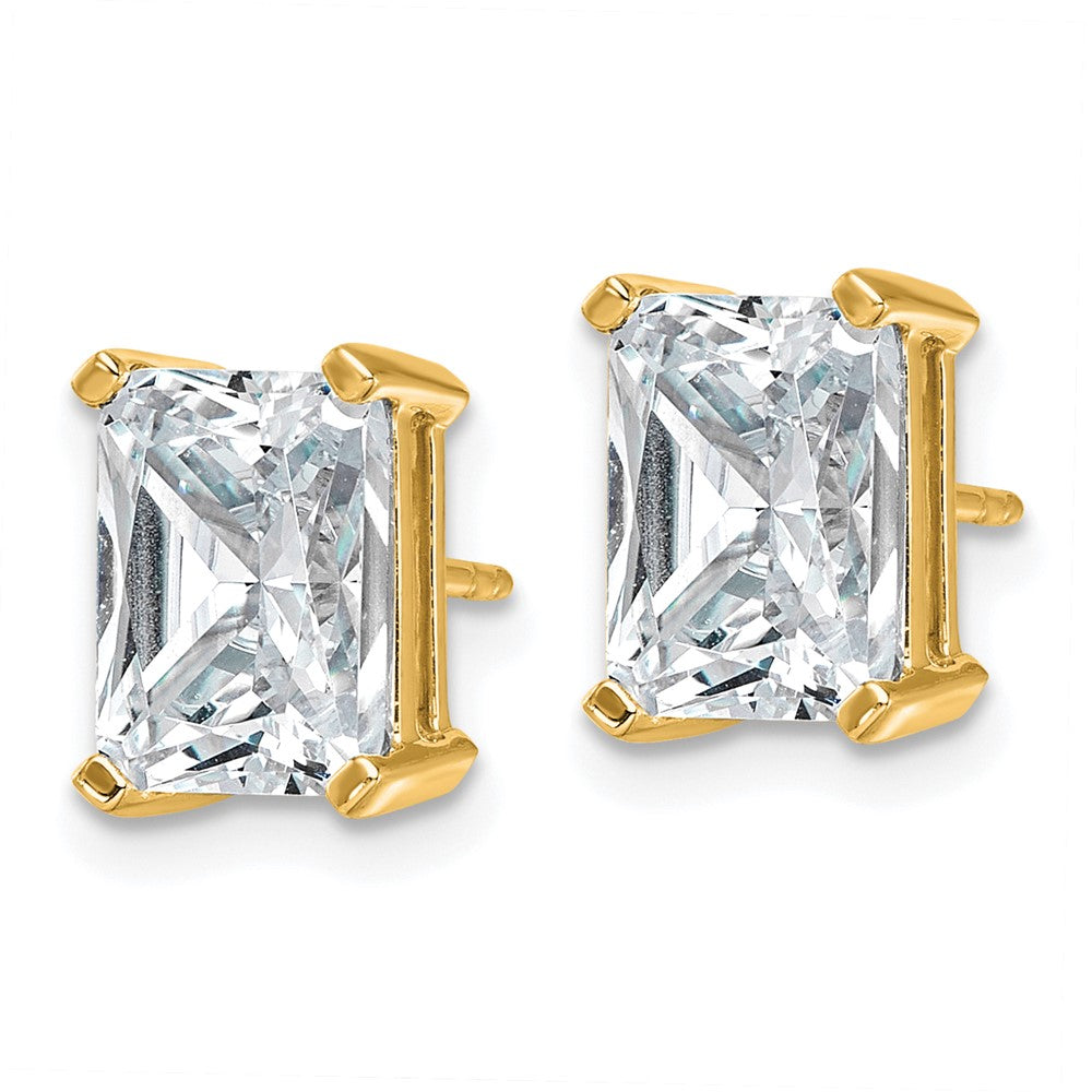 14k Yellow Gold 5 ctw Lab Grown Diamond VS/SI+ G+ Radiant 4 Prong Heavy Wt. Stud Earrings