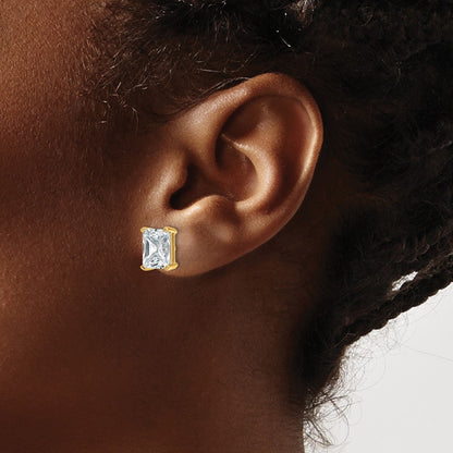 14k Yellow Gold 5 ctw Certified Lab Grown Diamond VS/SI+ G+ Radiant 4 Prong Heavy Wt. Stud Earrings