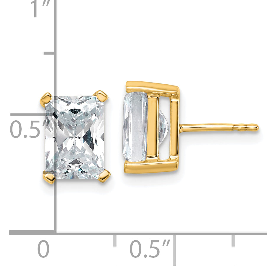 14K Yellow Gold 5 Ctw Lab Grown Diamond Vs+ F+ Radiant 4 Prong Heavy Wt. Stud Earrings