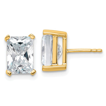 14k Yellow Gold 5 ctw Certified Lab Grown Diamond VS/SI+ G+ Radiant 4 Prong Heavy Wt. Stud Earrings