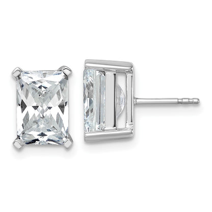 14K White Gold 6 Ctw Lab Grown Diamond Vs+ F+ Radiant 4 Prong Heavy Wt. Stud Earrings