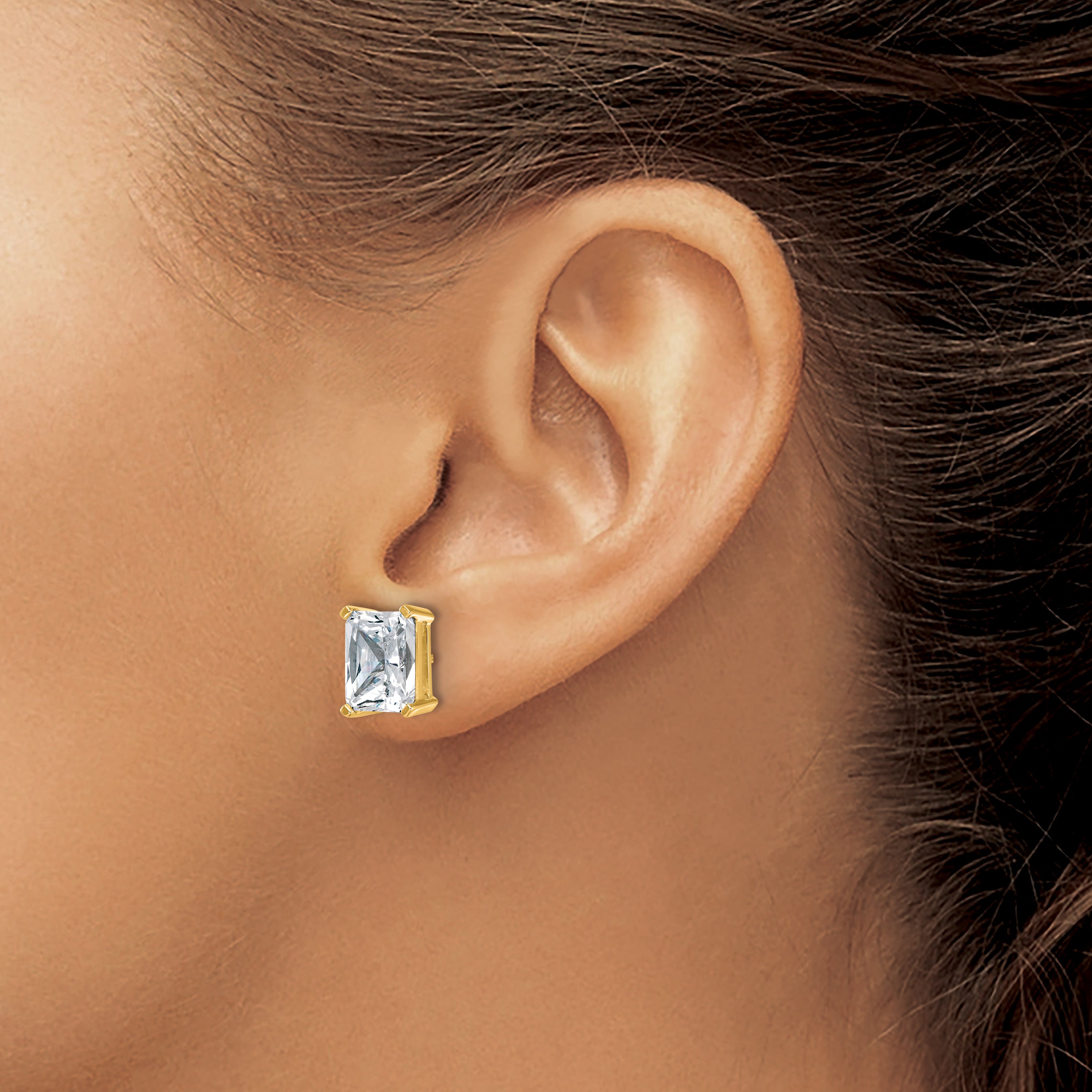 14K Yellow Gold 6 Ctw Lab Grown Diamond Vs+ F+ Radiant 4 Prong Heavy Wt. Stud Earrings
