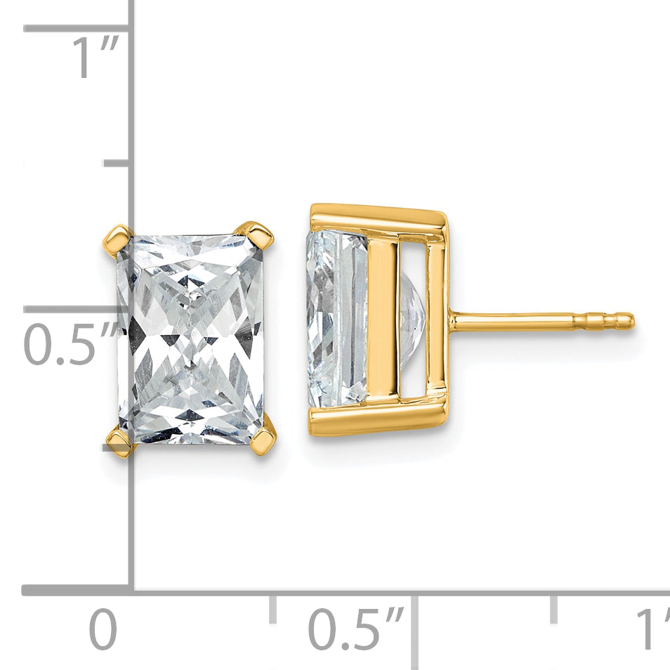 14K Yellow Gold 6 Ctw Lab Grown Diamond Vs+ F+ Radiant 4 Prong Heavy Wt. Stud Earrings