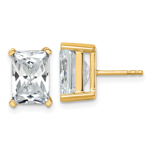 14K Yellow Gold 6 Ctw Lab Grown Diamond Vs+ F+ Radiant 4 Prong Heavy Wt. Stud Earrings