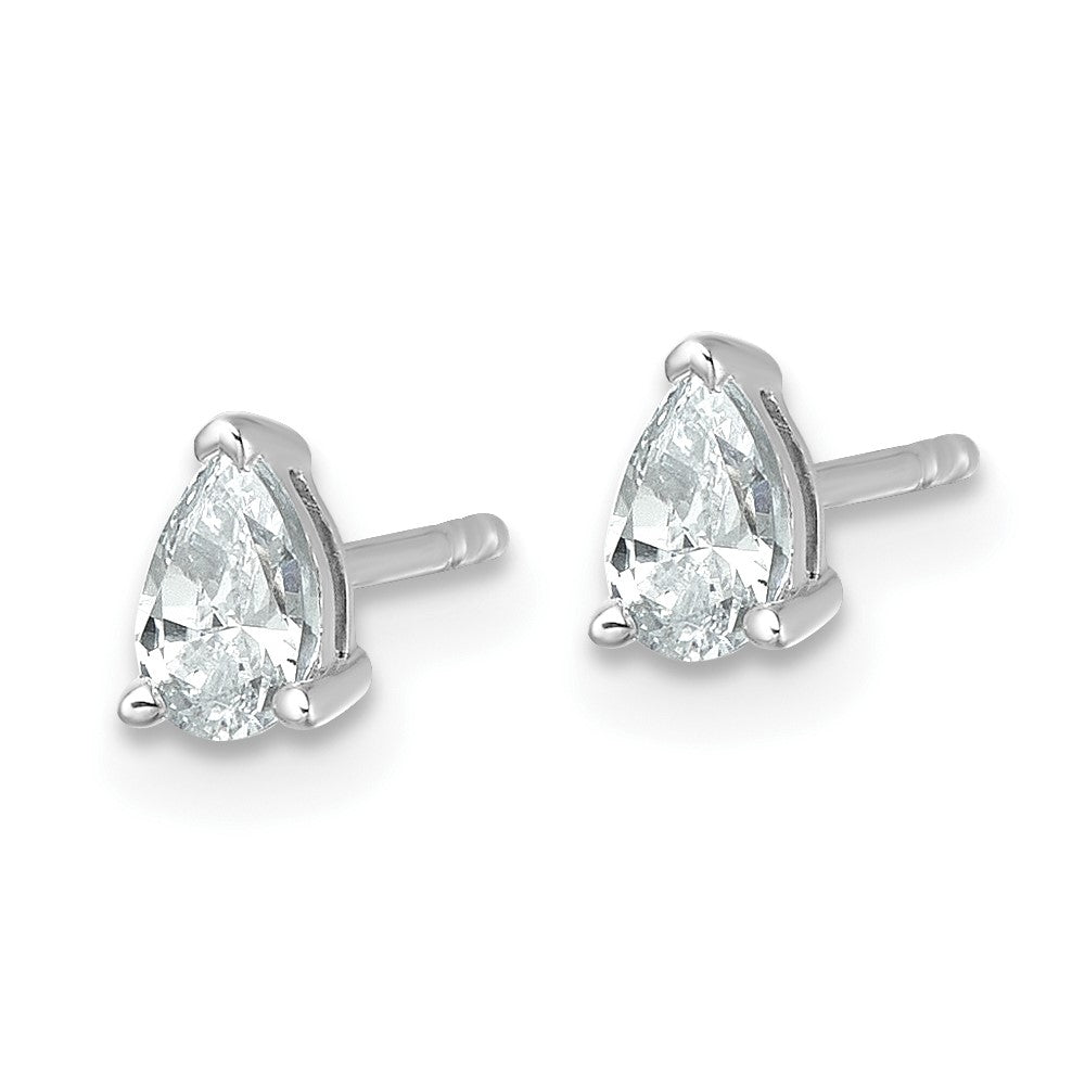 14k White Gold 1/2 ctw Certified Lab Grown Diamond VS/SI+ G+ Pear 4 Prong Heavy Wt. Stud Earrings