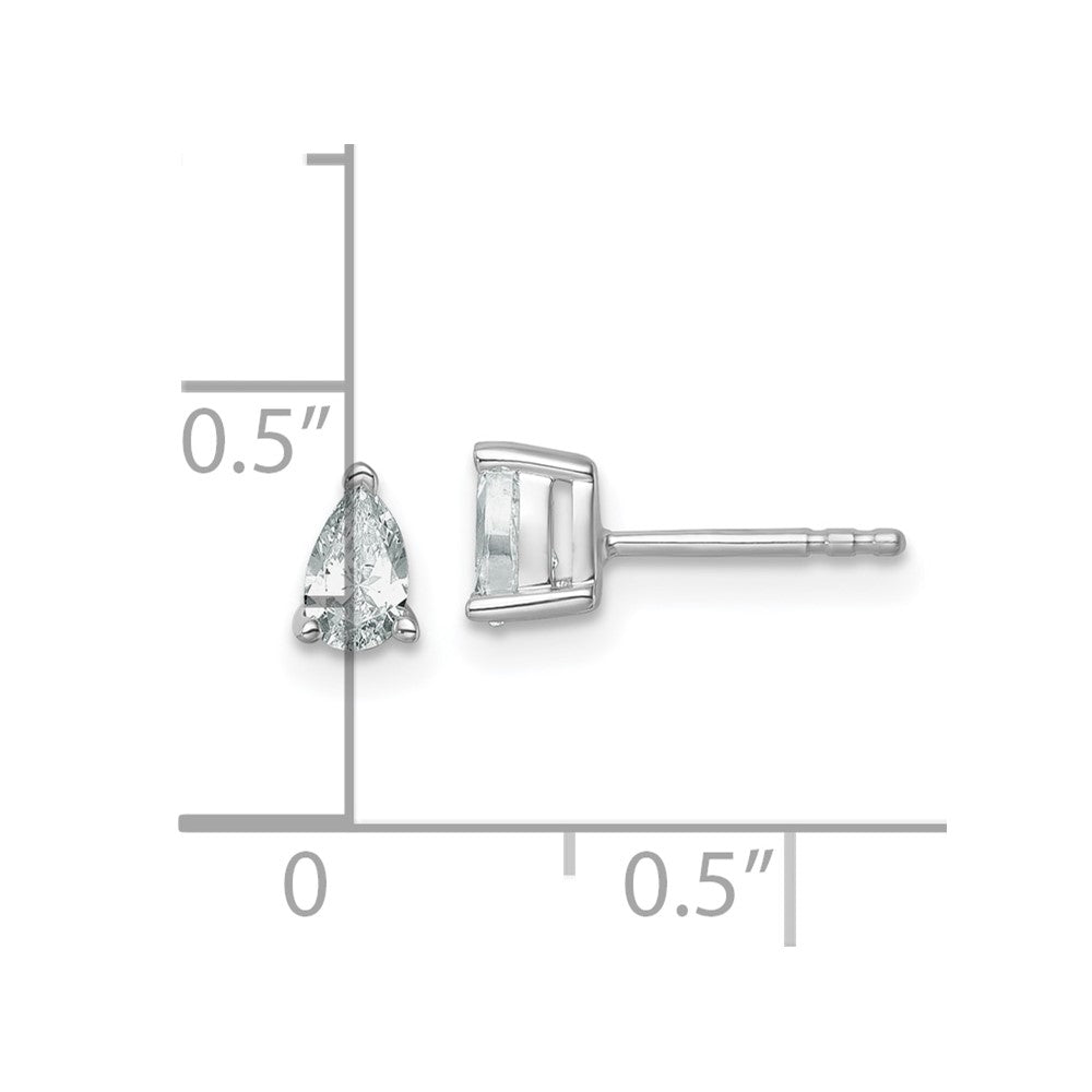 14K White Gold 1/2 Carat Certified Lab Grown Diamond Vs+ F+ Complete Pear Three Prong Stud Earrings