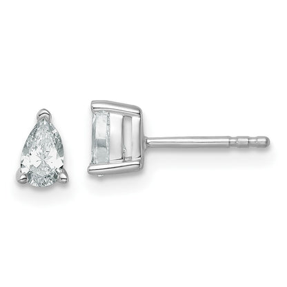 14k White Gold 1/2 ctw Certified Lab Grown Diamond VS/SI+ G+ Pear 4 Prong Heavy Wt. Stud Earrings