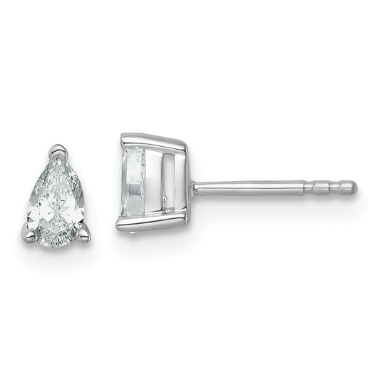 14K White Gold 1/2 Carat Certified Lab Grown Diamond Vs+ F+ Complete Pear Three Prong Stud Earrings