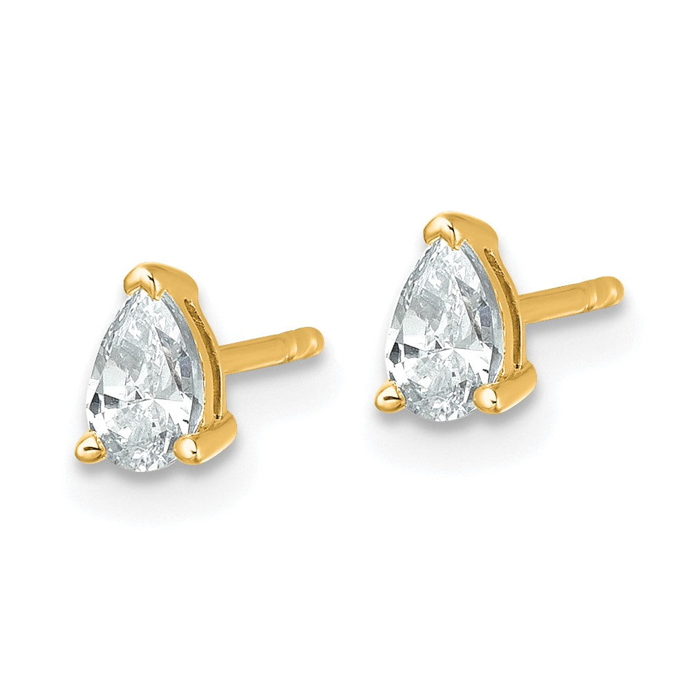 14k Yellow Gold 1/2 ctw Certified Lab Grown Diamond VS/SI+ G+ Pear 4 Prong Heavy Wt. Stud Earrings