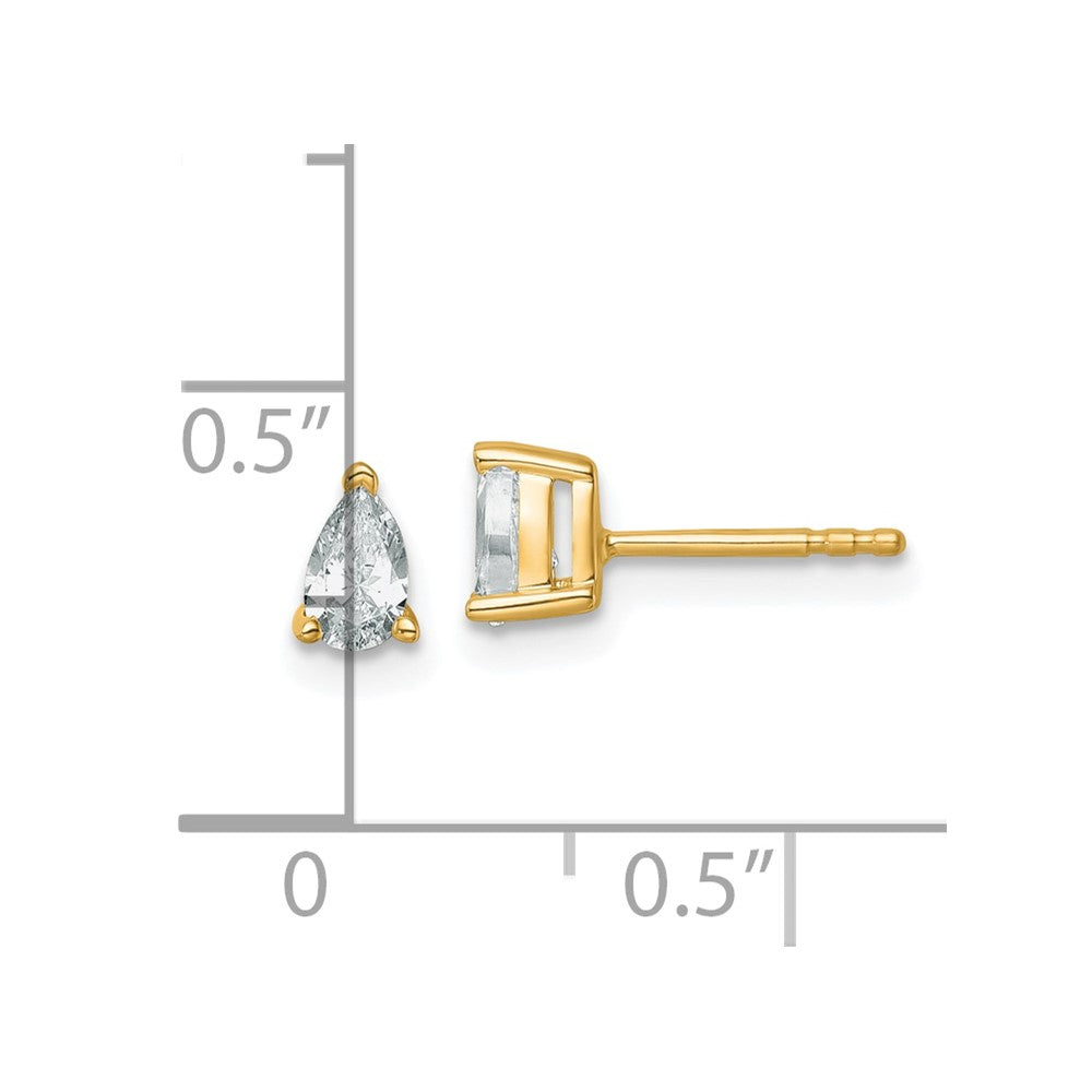 14k Yellow Gold 1/2 ctw Certified Lab Grown Diamond VS/SI+ G+ Pear 4 Prong Heavy Wt. Stud Earrings
