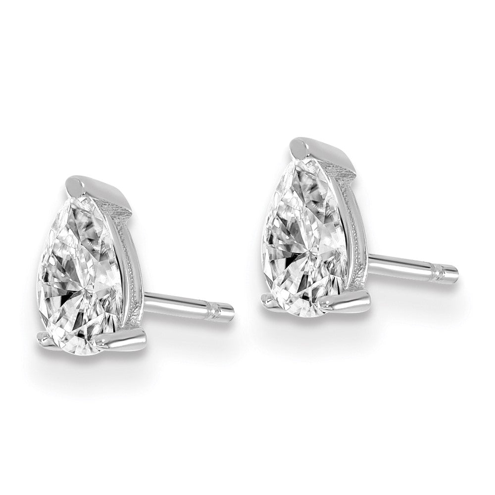 14K White Gold 2/3 Ctw Lab Grown Diamond Vs+ F+ Pear 4 Prong Heavy Wt. Stud Earrings