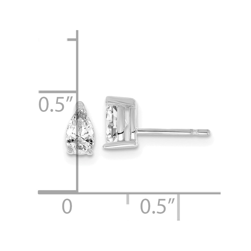 14K White Gold 2/3 Ctw Lab Grown Diamond Vs+ F+ Pear 4 Prong Heavy Wt. Stud Earrings