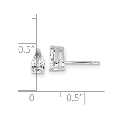 14K White Gold 2/3 Ctw Lab Grown Diamond Vs+ F+ Pear 4 Prong Heavy Wt. Stud Earrings