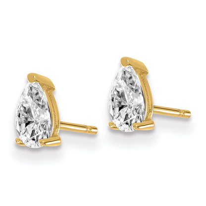 14K Yellow Gold 2/3 Ctw Lab Grown Diamond Vs+ F+ Pear 4 Prong Heavy Wt. Stud Earrings