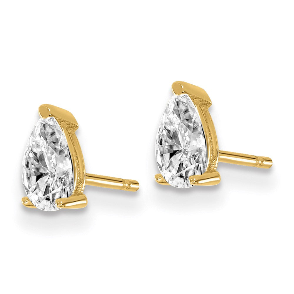 14k Yellow Gold 2/3 ctw Lab Grown Diamond VS/SI+ G+ Pear 4 Prong Heavy Wt. Stud Earrings
