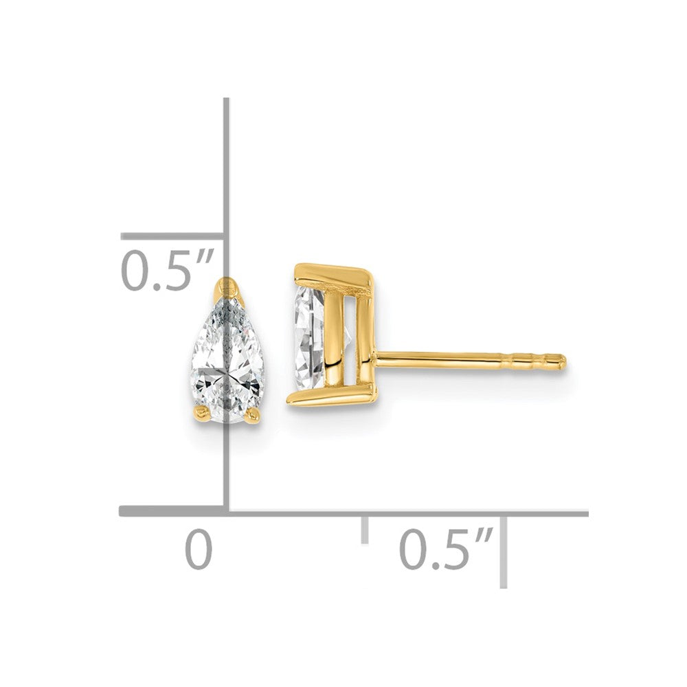 14k Yellow Gold 2/3 ctw Lab Grown Diamond VS/SI+ G+ Pear 4 Prong Heavy Wt. Stud Earrings