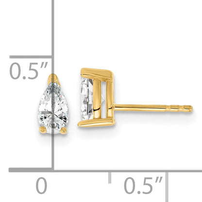 14K Yellow Gold 2/3 Ctw Lab Grown Diamond Vs+ F+ Pear 4 Prong Heavy Wt. Stud Earrings