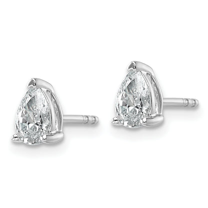 14k White Gold 3/4 ctw Lab Grown Diamond VS/SI+ G+ Pear 4 Prong Heavy Wt. Stud Earrings