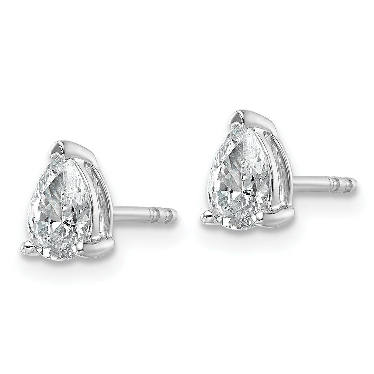 14K White Gold 3/4 Carat Certified Lab Grown Diamond Vs+ F+ Complete Pear Three Prong Stud Earrings