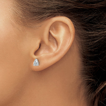 14K White Gold 3/4 Carat Certified Lab Grown Diamond Vs+ F+ Complete Pear Three Prong Stud Earrings