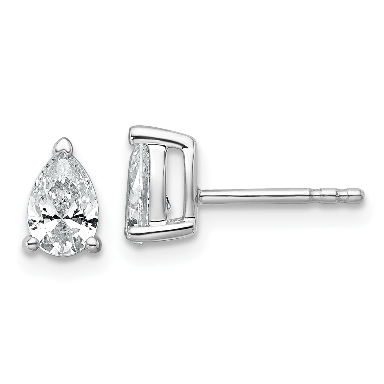 14K White Gold 3/4 Carat Certified Lab Grown Diamond Vs+ F+ Complete Pear Three Prong Stud Earrings
