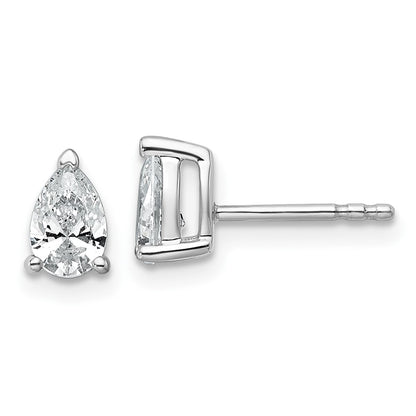 14k White Gold 3/4 ctw Lab Grown Diamond VS/SI+ G+ Pear 4 Prong Heavy Wt. Stud Earrings