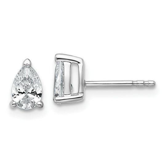 14k White Gold 3/4 ctw Certified Lab Grown Diamond VS/SI+ G+ Pear 4 Prong Heavy Wt. Stud Earrings