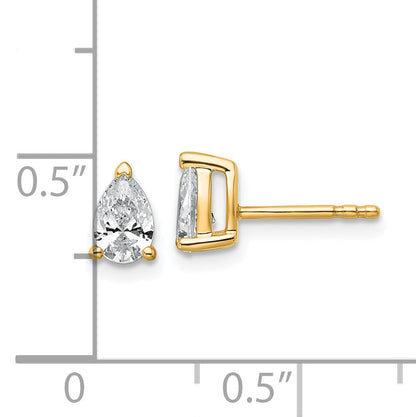 14K Yellow Gold 3/4 Carat Lab Grown Diamond Vs+ F+ Complete Pear Three Prong Stud Earrings