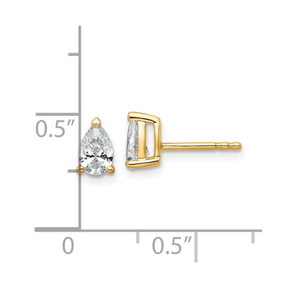 14K Yellow Gold 3/4 Carat Lab Grown Diamond Vs+ F+ Complete Pear Three Prong Stud Earrings